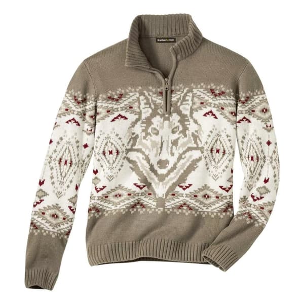 Atlas For Men Mens Wolf Jumper Brown M