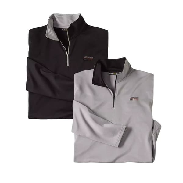 Atlas For Men Sporttröja med trattformad hals för herrar (2-pack) Black/Grey XXL