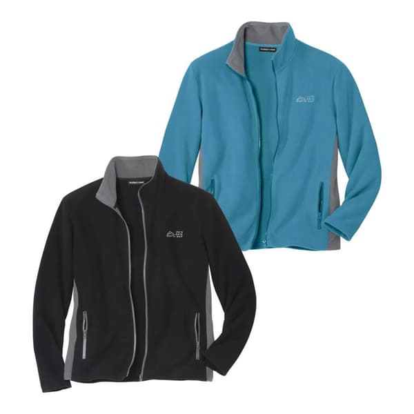 Atlas For Men Fleecejacka med kontrastpanel för herrar (2-pack) Black/Turquoise XXL