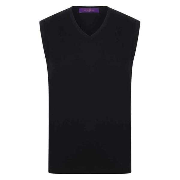 Henbury Herr Bomull Akryl V-ringad Ärmlös Sweatshirt
