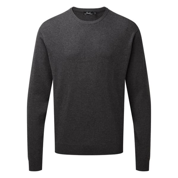 Premier Mens Knitted Cotton Crew Neck Sweatshirt