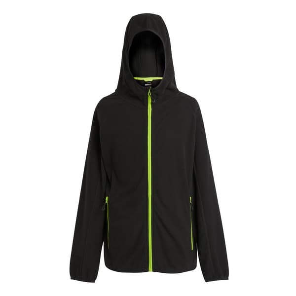 Regatta Mens Navigate Full Zip Fleece Jacket Black/Lime Green XL