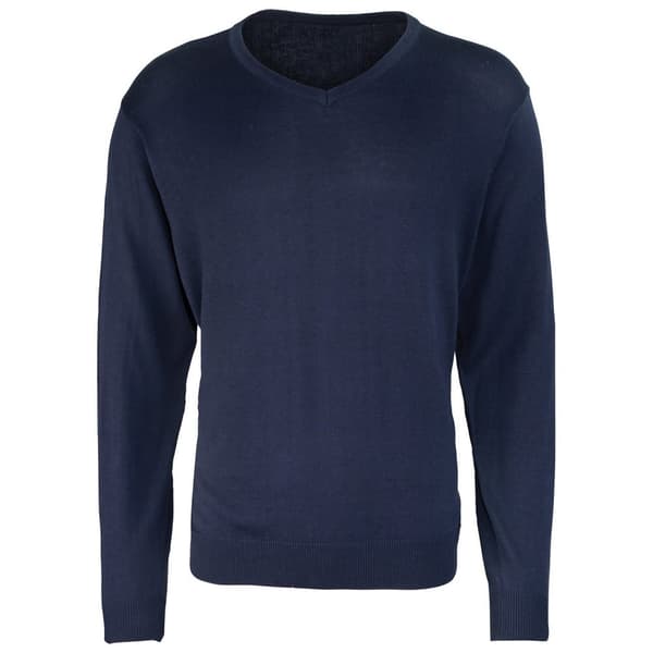Premier Mens Knitted Cotton Acrylic V Neck Sweatshirt