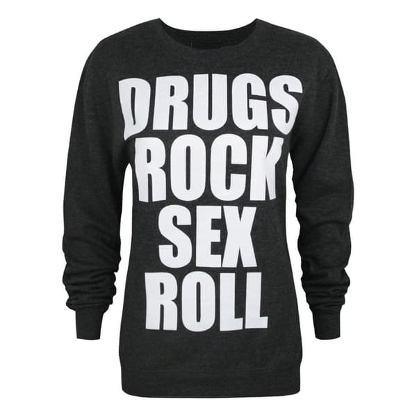 Kill Brand Womens/Ladies Drugs And Rock New Era Sweatshirt Black/White M