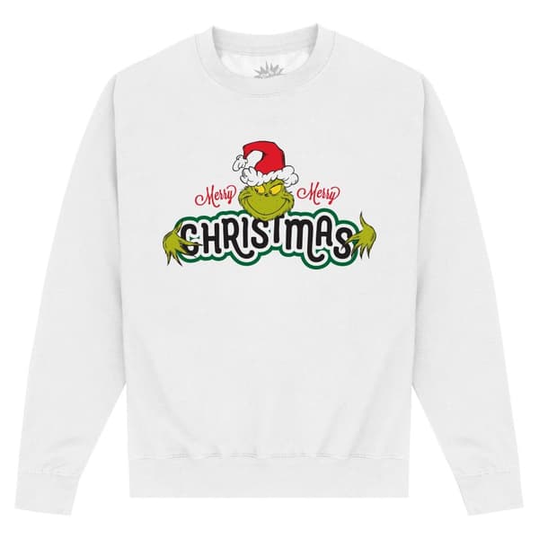 The Grinch Unisex Adult Merry Christmas Sweatshirt White L