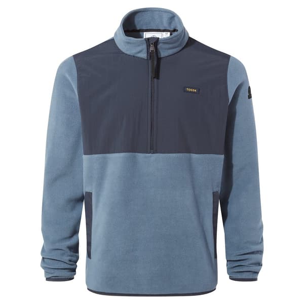 TOG24 Mens Herwick Half Zip Fleece Top Steel Blue/Dark Indigo 4XL