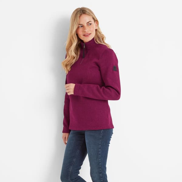 TOG24 Womens/Ladies Pearson Quarter Zip Fleece Top Purple Berry Marl 8 UK