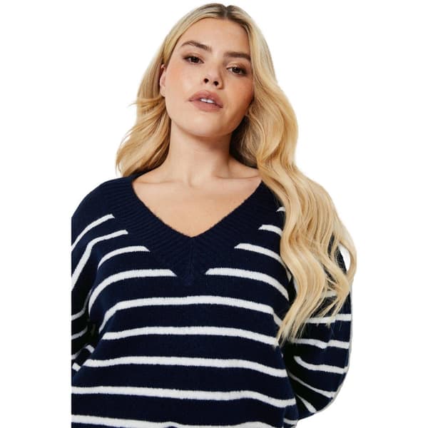 Dorothy Perkins Randig stickad V-halsad tröja för dam och dam