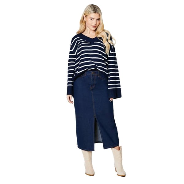 Dorothy Perkins Randig stickad V-halsad tröja för dam och dam