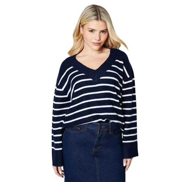 Dorothy Perkins Randig stickad V-halsad tröja för dam och dam