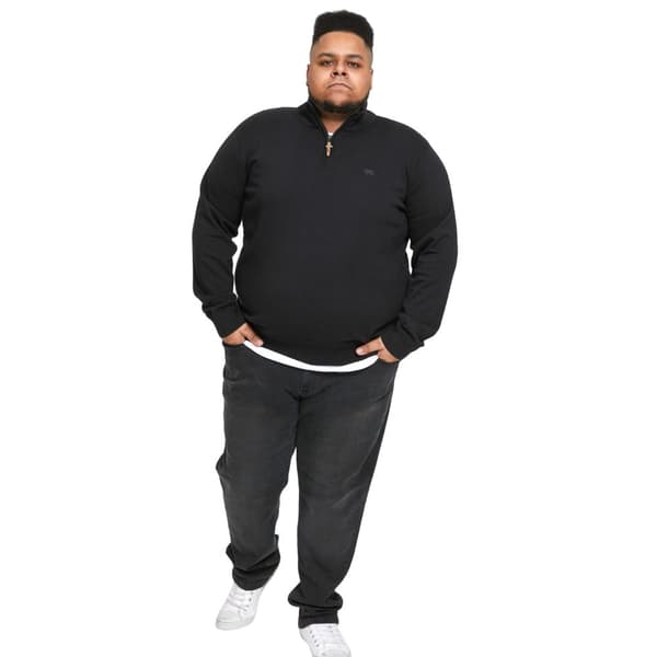 Duke Mens D555 Giuseppe 1 Stickad tröja med kvarts dragkedja i stor storlek