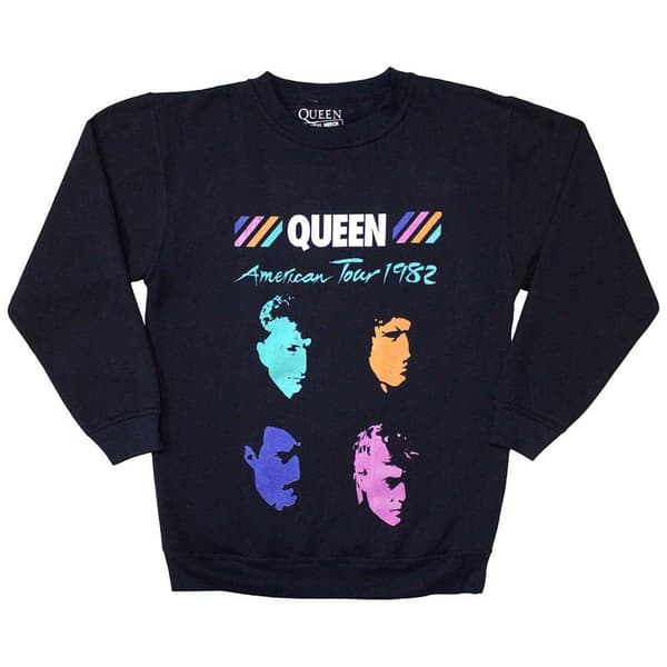 Queen Unisex Adult American Tour 1982 Sweatshirt Navy Blue XL