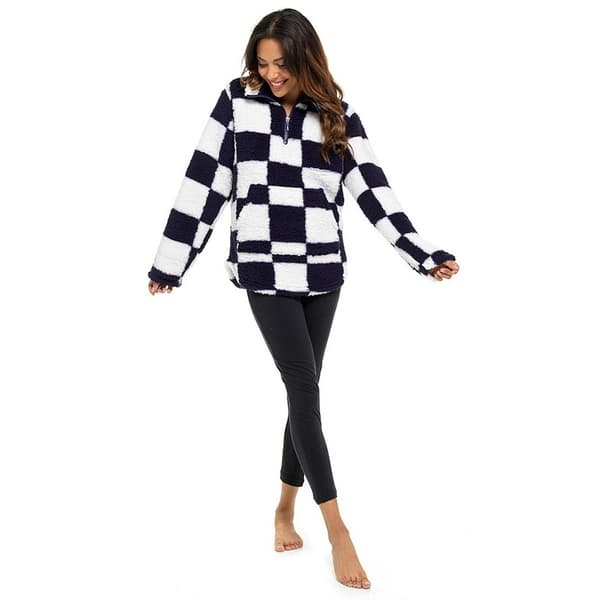 Foxbury Womens/Ladies Half Zip Checked Sherpa Fleece Top