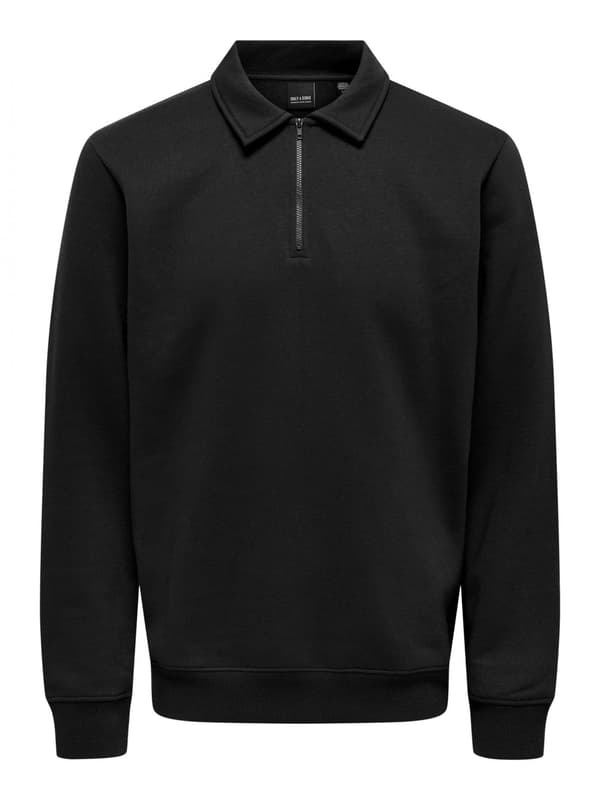 Only & Sons - onsCeres 1/4 Zip Sweat Polo Svart XL