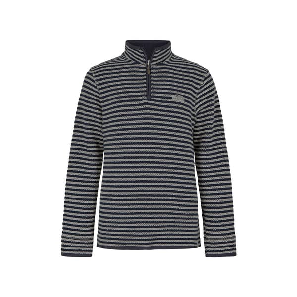 Weird Fish Mens Shorling Stripe Macaroni Quarter Zip Jumper Frost Grey M