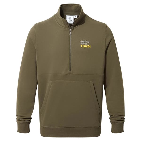 TOG24 Mens Renard Zip Neck Sweatshirt Khaki M