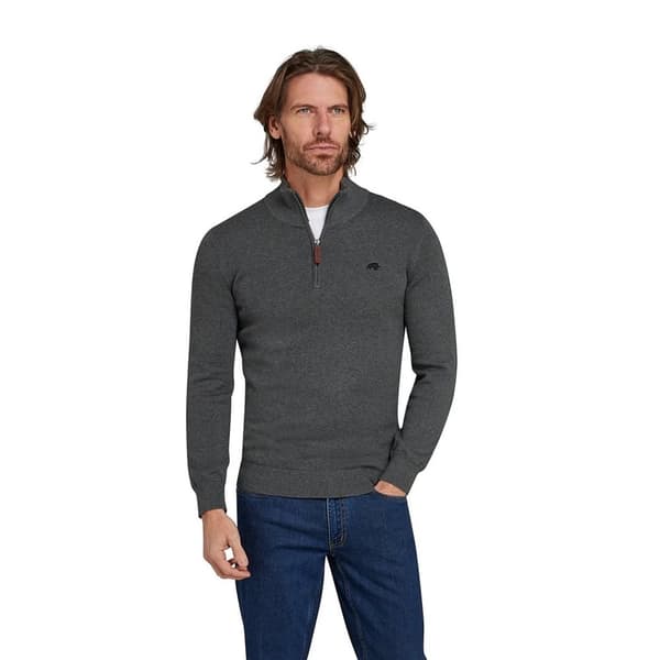 Raging Bull Mens Classic Knitted Cashmere Blend Quarter Zip Jumper