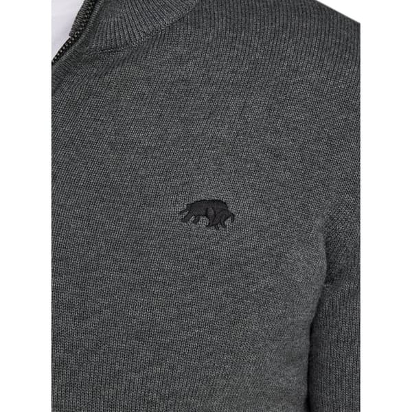 Raging Bull Mens Classic Knitted Cashmere Blend Quarter Zip Jumper