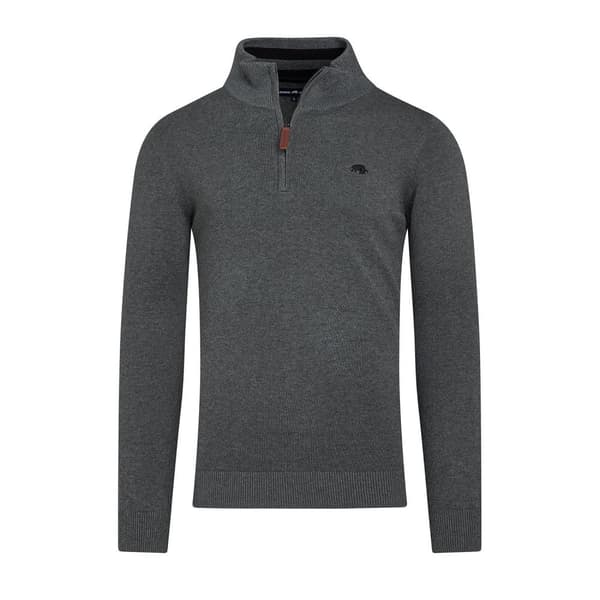 Raging Bull Mens Classic Knitted Cashmere Blend Quarter Zip Jumper