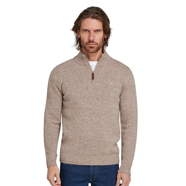 Raging Bull Mens Flecked Chunky Knit Quarter Zip Jumper