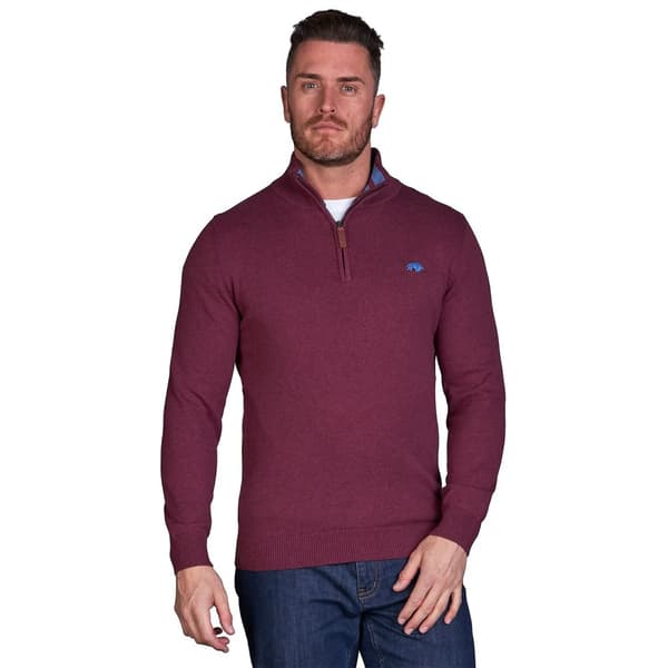 Raging Bull Mens Classic Knitted Cashmere Blend Quarter Zip Jumper