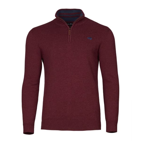 Raging Bull Mens Classic Knitted Cashmere Blend Quarter Zip Jumper Burgundy 4XL