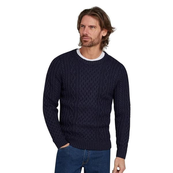 Raging Bull Mens Chunky Cable Knit Crew Neck Jumper