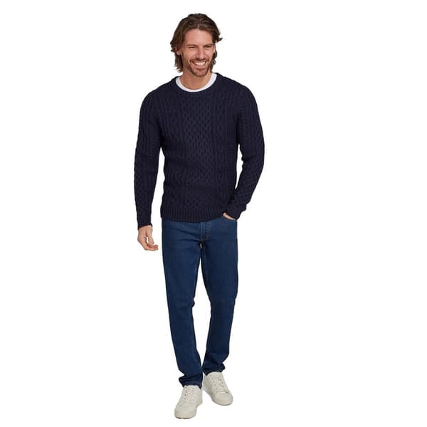 Raging Bull Mens Chunky Cable Knit Crew Neck Jumper