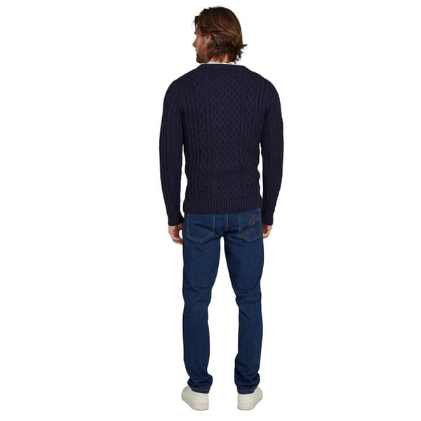 Raging Bull Mens Chunky Cable Knit Crew Neck Jumper