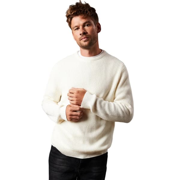 Burton Mens Ribbed Crew Neck Jumper Off White S