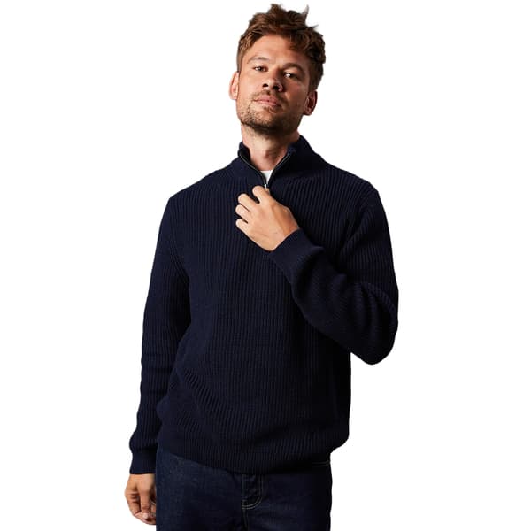 Burton Mens Ribbed Cotton Blend Half Zip Jumper Navy S