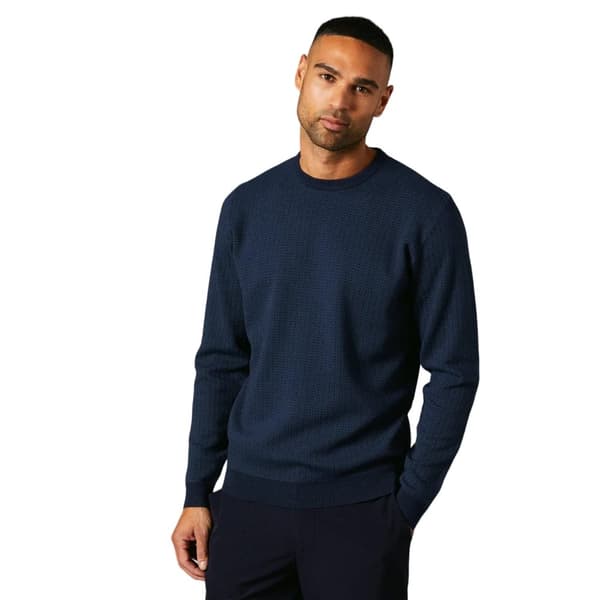 Burton Mens Patterned Crew Neck Jumper Navy L