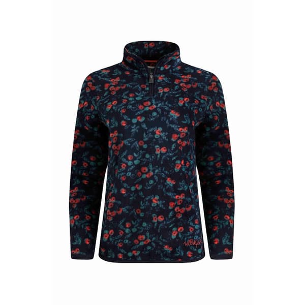 Weird Fish Dam/Lady Reena Fleece-topp med tryckt kvartsdragkedja Midnight 16 UK