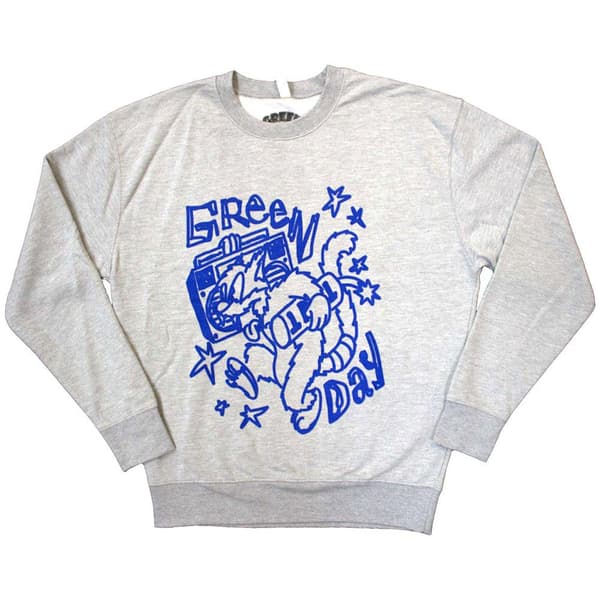 Green Day Unisex Adult Cat Blaster Sweatshirt Grey M