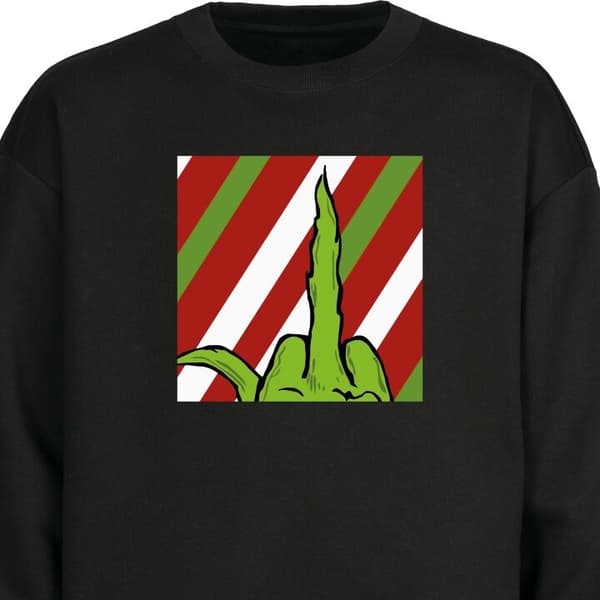 Sweatshirt | Behagelig Collegebluse til Voksne Grinch Sort Medium