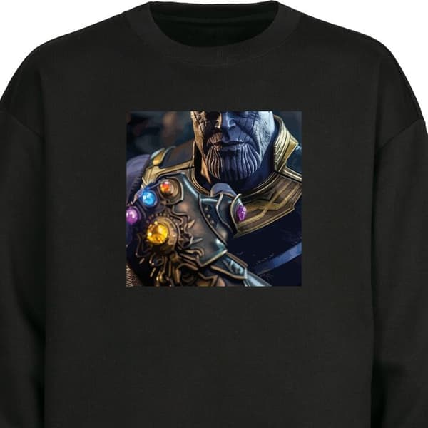 Sweatshirt | Behagelig Collegebluse til Voksne Thanos Marvel Sort Medium