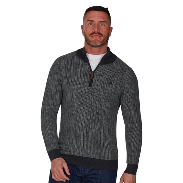 Raging Bull Mens Herringbone Textured Knit Quarter Zip Pullover