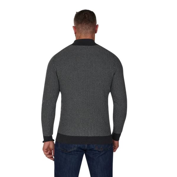 Raging Bull Mens Herringbone Textured Knit Quarter Zip Pullover