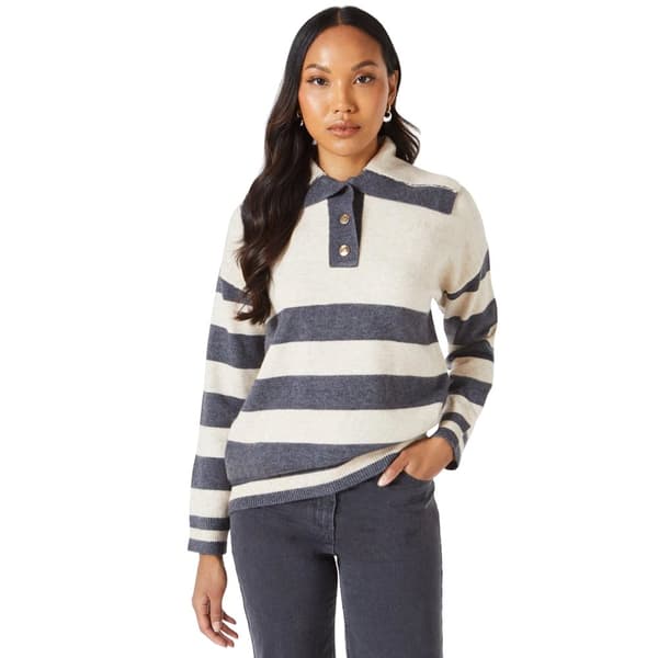 Debenhams Womens/Ladies Stripe Open Collar Sweater Top