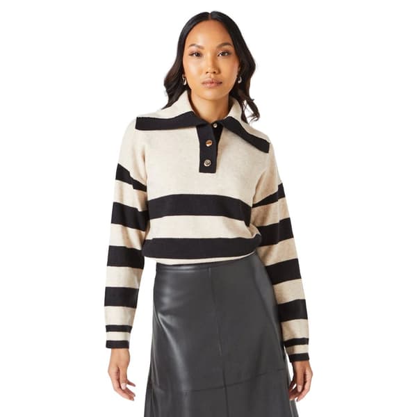 Debenhams Womens/Ladies Stripe Open Collar Sweater Top