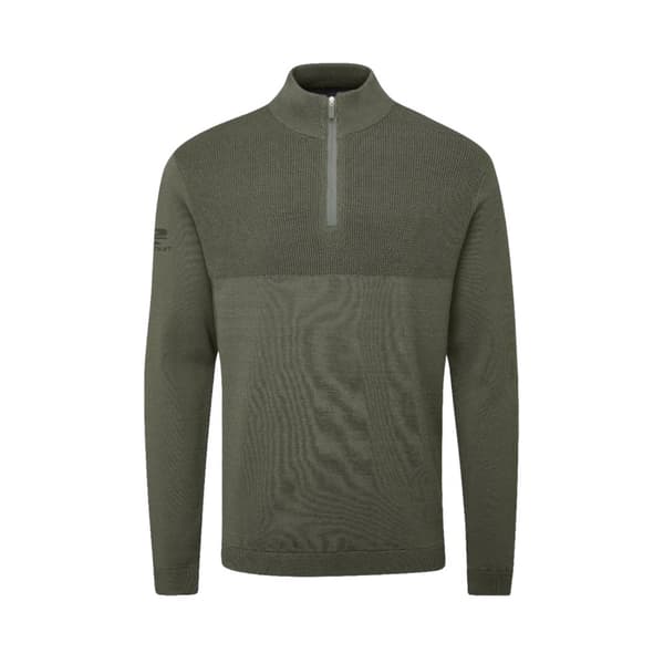 Stuburt Mens Tawny Lightweight Half Zip Sweater Top Khaki Green S