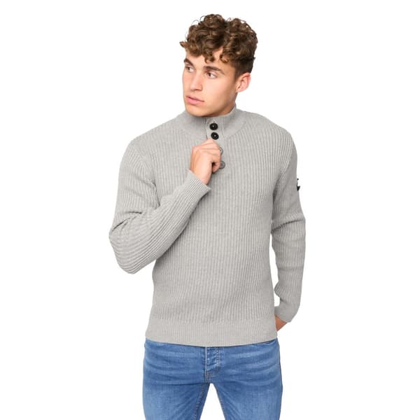 Crosshatch Mens Wellburys Chunky Knit Jumper Grey Marl XL