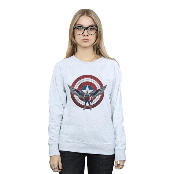 Marvel Dam/kvinnor Falcon And The Winter Soldier Captain America Sweatshirt med pocketmönster