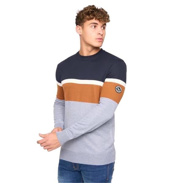 Bewley & Ritch Mens Easedale Knitted Crew Neck Jumper Grey Marl L