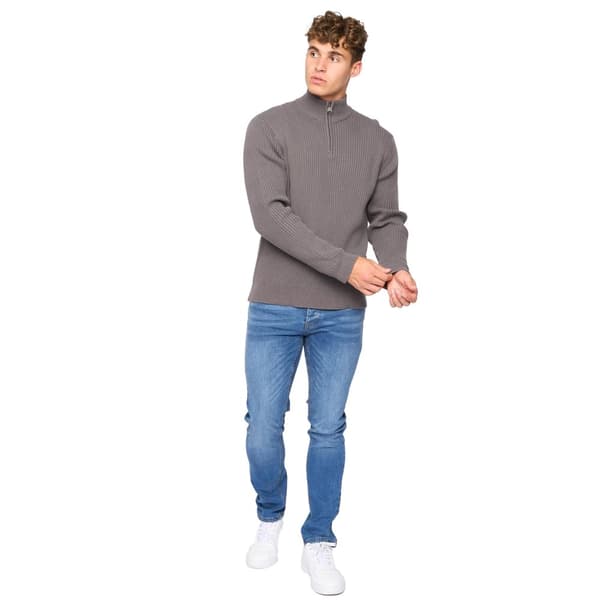 Crosshatch Mens Havaline Knitted Quarter Zip Pullover