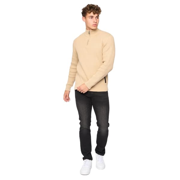 Crosshatch Mens Havaline Knitted Quarter Zip Pullover