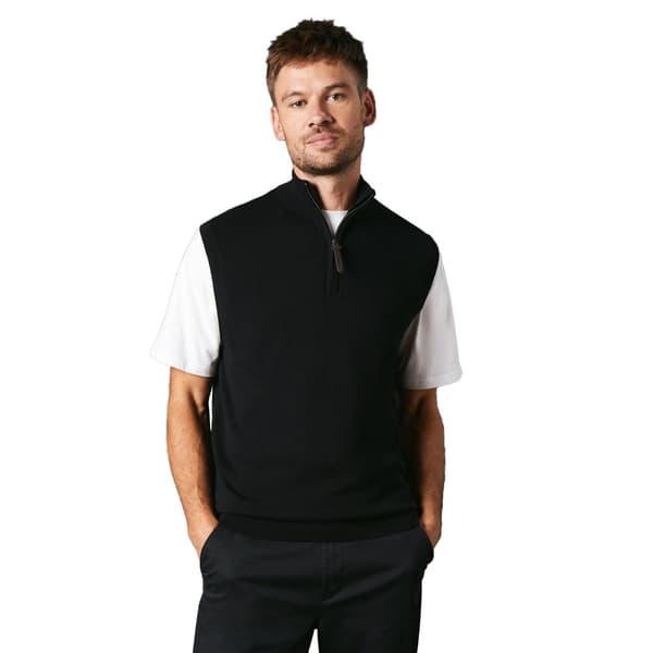 Maine Mens Knitted Zip Neck Sleeveless Pullover