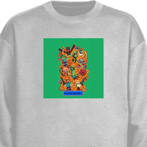Sweatshirt | Komfortabel Collegegenser for Voksne Minecraft Grå X-Large