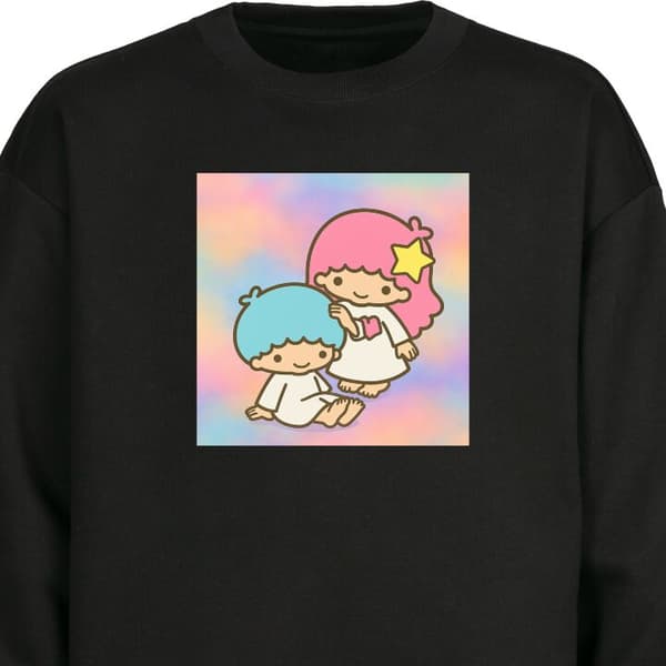 Sweatshirt | Bekväm Collegetröja för Vuxna Kawaii Sanrio Kiki Lola Little Twin Stars