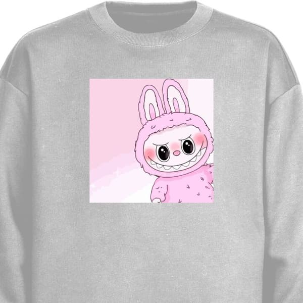 Sweatshirt | Komfortabel Collegegenser for Voksne Labubu Bunny Grå X-Large